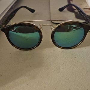 Ray-Ban Tortoise Sunglasses with Blue-Green Lenses